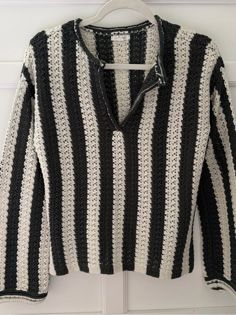 Striped Green and Cream Knit Sweater